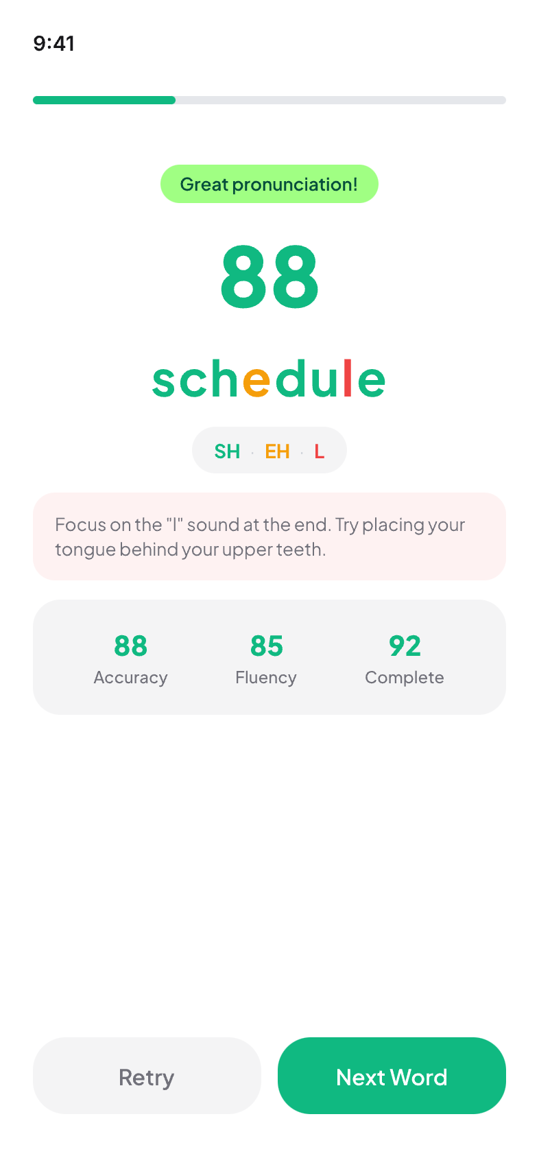 Result screen